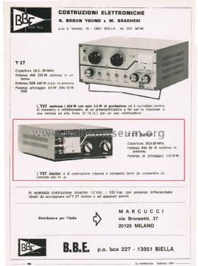 Amplificatore Lineare Y 27 Junior; BBE Italy; Biella (ID = 2821153) Citizen