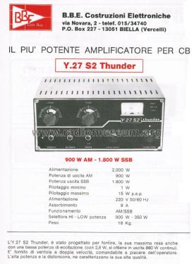 Amplificatore per CB Y.27 S2 Thunder; BBE Italy; Biella (ID = 2757170) Ciudadana