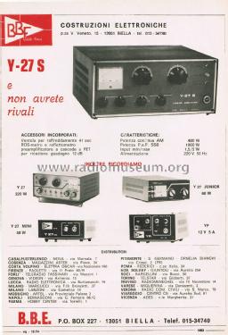 Linear Amplifier Y-27 S; BBE Italy; Biella (ID = 2750935) Ampl. HF