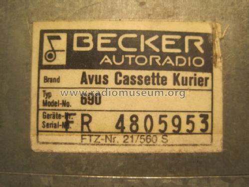 Avus Cassette Kurier 690; Becker, Max Egon, (ID = 1305908) Car Radio