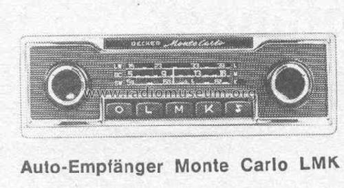 Monte Carlo LMK; Becker, Max Egon, (ID = 380158) Car Radio