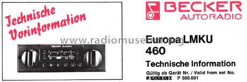 Europa LMKU 460; Becker, Max Egon, (ID = 2093306) Car Radio