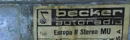 Europa II Stereo MU Serie H; Becker, Max Egon, (ID = 2694872) Car Radio