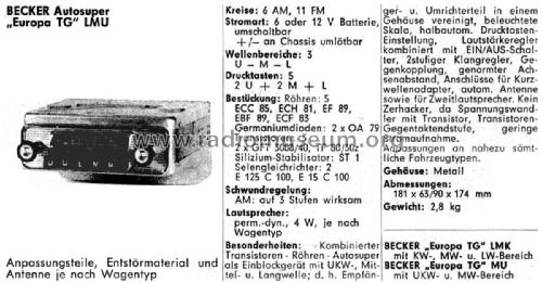 Europa TG/LMU; Becker, Max Egon, (ID = 2393478) Car Radio