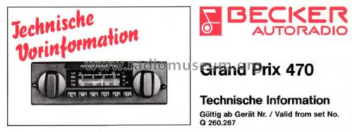 Grand Prix 470; Becker, Max Egon, (ID = 2272985) Car Radio