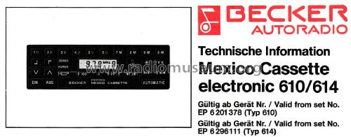 Mexico Cassette electronic 610/614; Becker, Max Egon, (ID = 2393452) Autoradio