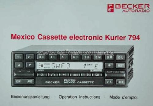 Mexico Cassette electronic Kurier 794 BE-0794; Becker, Max Egon, (ID = 1408186) Car Radio