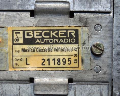 Mexico Cassette Vollstereo ; Becker, Max Egon, (ID = 1801241) Car Radio