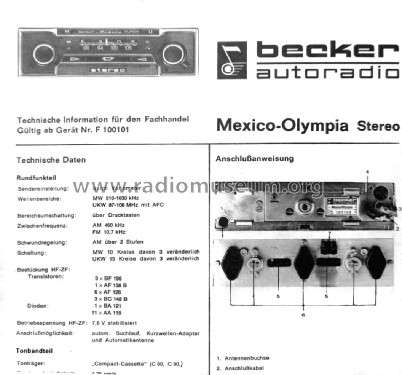 Mexico-Olympia Stereo ; Becker, Max Egon, (ID = 2728706) Car Radio