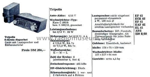 Tripolis ; Becker, Max Egon, (ID = 2550103) Car Radio