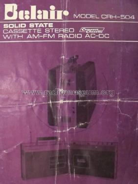 Solid State Cassette Stereo with AM-FM Radio AC-DC CRH-504; Belair Enterprises; (ID = 1728009) Radio