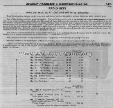 Long Distance Eight No. LD-8L; Belknap Hardware and (ID = 1423720) Radio