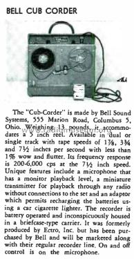 2260 Cub-Corder ; Bell Sound Systems; (ID = 1803522) R-Player