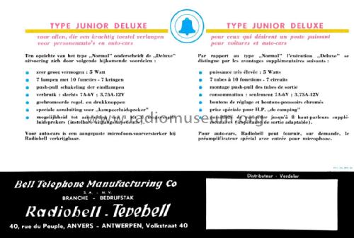 Auto-Radiobell Junior Deluxe ; Bell Telephone Mfg. (ID = 1675739) Car Radio