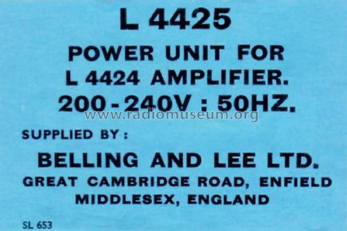 Masthead Amplifier Power Unit L4425; Belling & Lee, Ltd.; (ID = 3053862) Aliment.