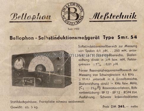 L-Messgerät SMR.54; Bellophon; Berlin (ID = 1267403) Equipment