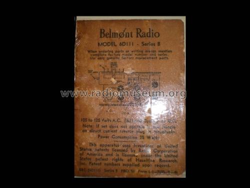 6D111 Ch= Series B; Belmont Radio Corp. (ID = 2351144) Radio