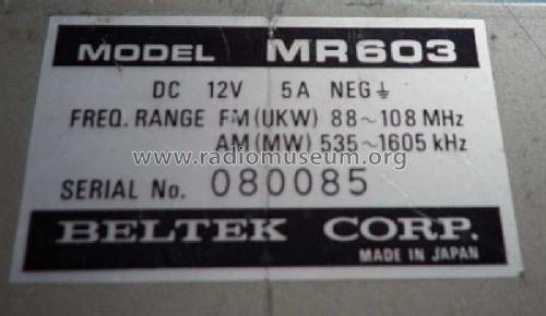 MR603; Beltek Corporation, (ID = 2809814) Car Radio