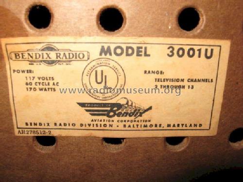 3001U ; Bendix Radio (ID = 1334349) Television