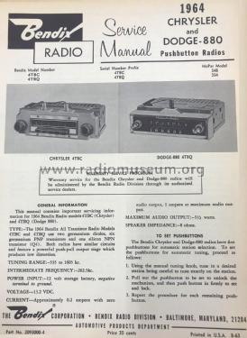 4TBC - MoPar 348; Bendix Radio (ID = 2834611) Car Radio