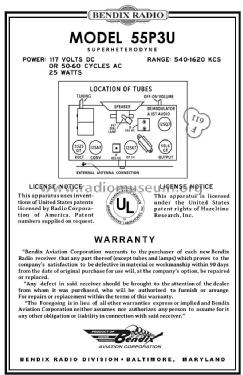 55P3; Bendix Radio (ID = 2793697) Radio