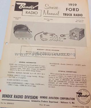 FORD Truck Radio R94BT; Bendix Radio (ID = 2832009) Radio