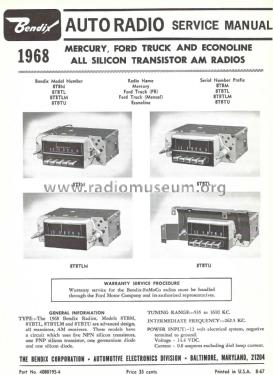 Mercury 8TBM; Bendix Radio (ID = 2834528) Car Radio