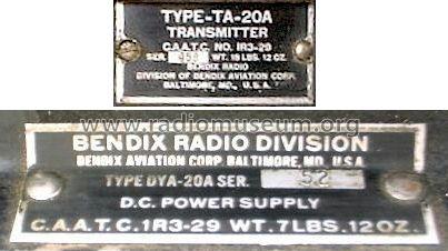 Transmitter TA-20A; Bendix Radio (ID = 1191051) Commercial Tr