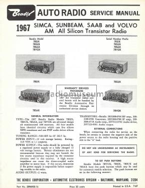 Volvo All Transistor 7BVOX; Bendix Radio (ID = 2834102) Car Radio