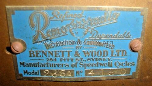 Remo 265A; Bennett and Wood Pty (ID = 2641898) Radio