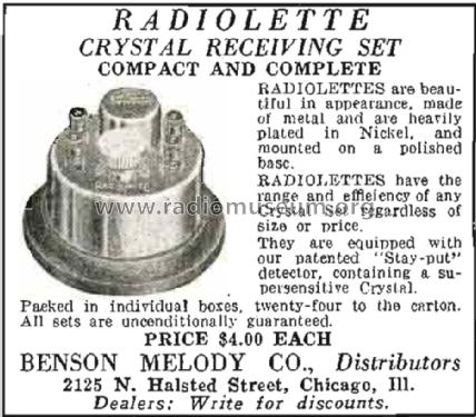 Radiolette ; Benson Melody (ID = 1577966) Crystal