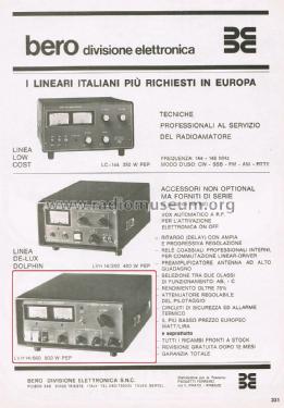 Amplificatore Lineare RF LVH 14/600; Bero Soc. Divisione (ID = 2845814) Amateur-D