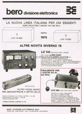 Amplificatore Lineare UHF-500; Bero Soc. Divisione (ID = 2848538) Amateur-D