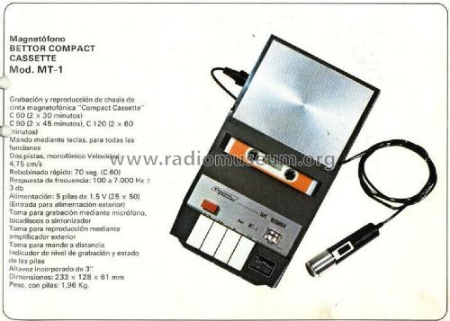 Compact Cassette MT-1; Bettor, Industrias; (ID = 3098401) R-Player