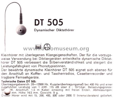 Dynamischer Kleinhörer DT 505 Best.Nr. 455.806; Beyer; Berlin, (ID = 2370537) Lautspr.-K