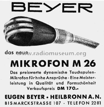 M26; Beyer; Berlin, (ID = 2637090) Microfono/PU