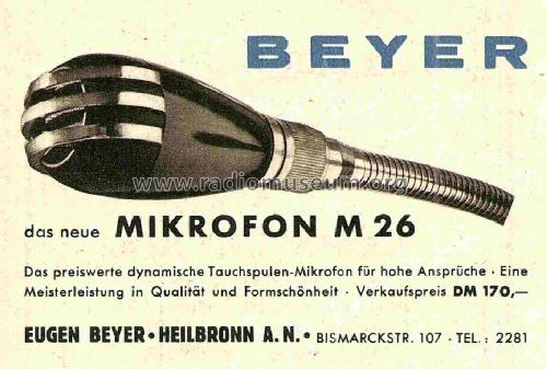 M26; Beyer; Berlin, (ID = 725222) Microfono/PU
