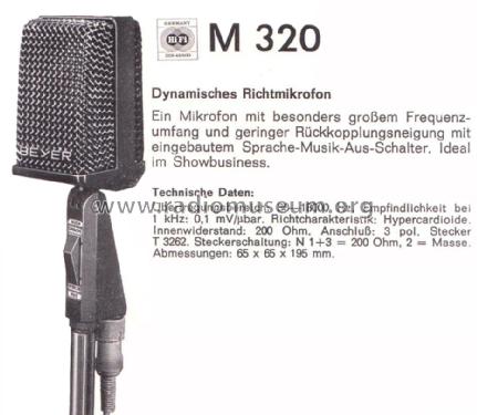 Dynamisches Richtmikrofon M320; Beyer; Berlin, (ID = 1506561) Microphone/PU