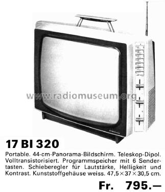 Schwarz/Weiß-TV-Portable 17BI320; Biennophone; Marke (ID = 1501545) TV-Radio