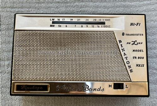 2 Wave Bands Hi-Fi 8 Transistor De Luxe TR 800 MKII; Binatone; Global (ID = 2814735) Radio