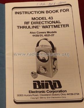 Thruline Wattmeter 43; Bird Technologies, (ID = 2854397) Equipment