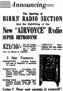 Airvoice Superhetrodyne ; Birks, Charles & Co. (ID = 2110568) Radio