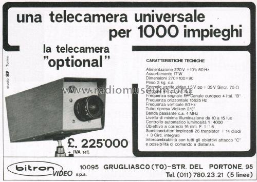 Telecamera Optional; Bitron Video Spa; (ID = 3061618) TV-studio