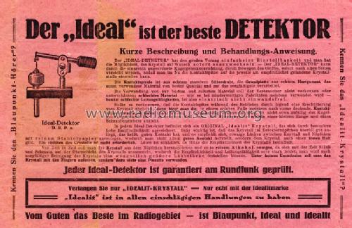 IDEAL-DETEKTOR Ideal D.R.P.; Blaupunkt Ideal, (ID = 1131669) Radio part