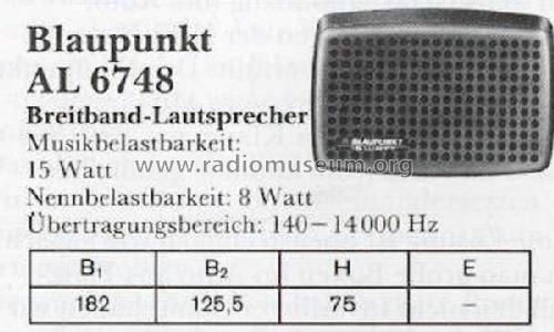 Breitband-Lautsprecher Al 6748; Blaupunkt Ideal, (ID = 1964772) Speaker-P