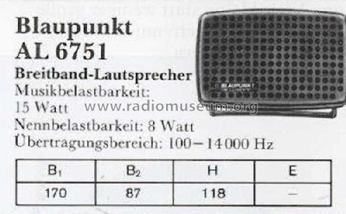 Breitband-Lautsprecher Al 6751; Blaupunkt Ideal, (ID = 1964782) Speaker-P