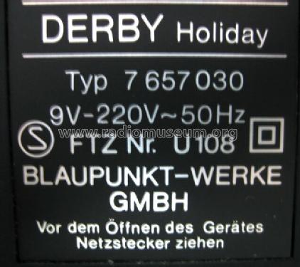 Derby Holiday 7.657.030; Blaupunkt Ideal, (ID = 631983) Radio