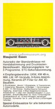 Essen 7.631.340 / 341 ab 1100001; Blaupunkt Ideal, (ID = 1608643) Car Radio