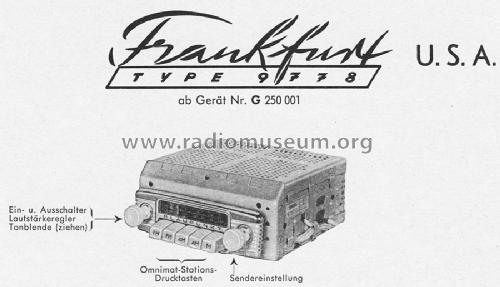 Frankfurt USA 9778 ab G 250001; Blaupunkt Ideal, (ID = 689704) Car Radio