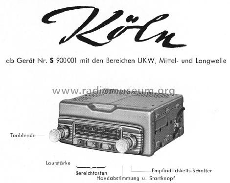 Köln ab S 900001; Blaupunkt Ideal, (ID = 691703) Car Radio